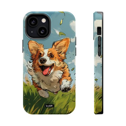 010 Corgi iPhone MagSafe Case | Colorful, Animal Lover, Dog Lover, Corgi Lover, Grass, Leaves